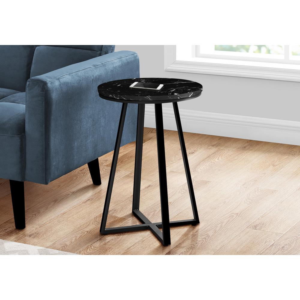 22" Black Faux Marble Round End Table. Picture 6