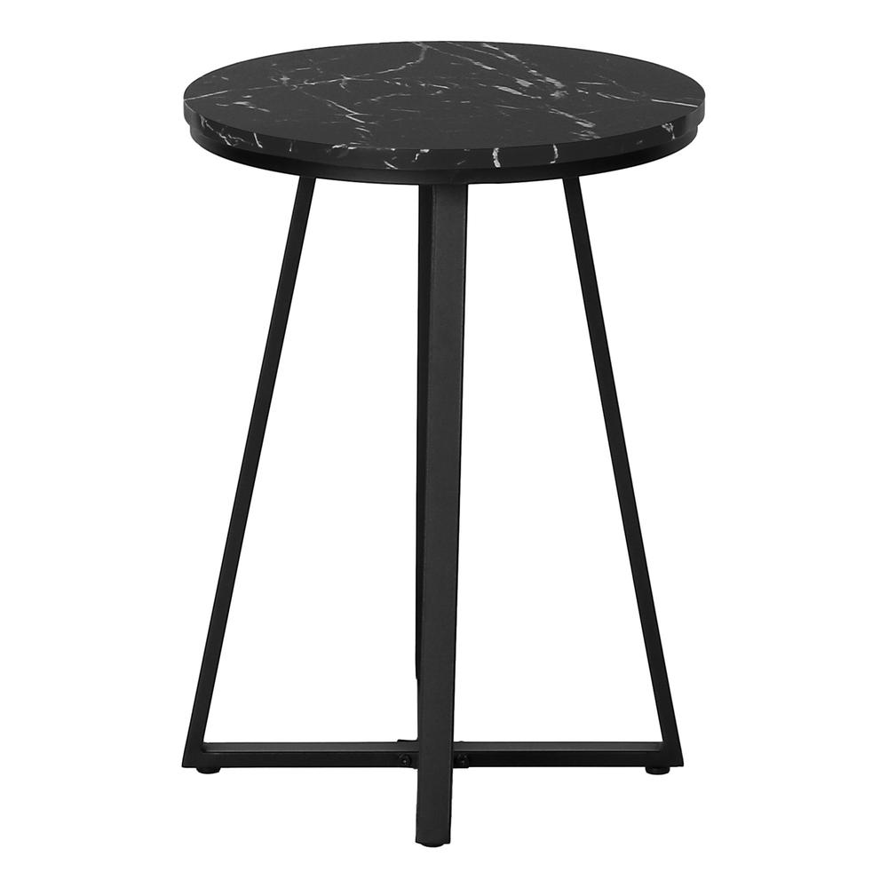 22" Black Faux Marble Round End Table. Picture 2