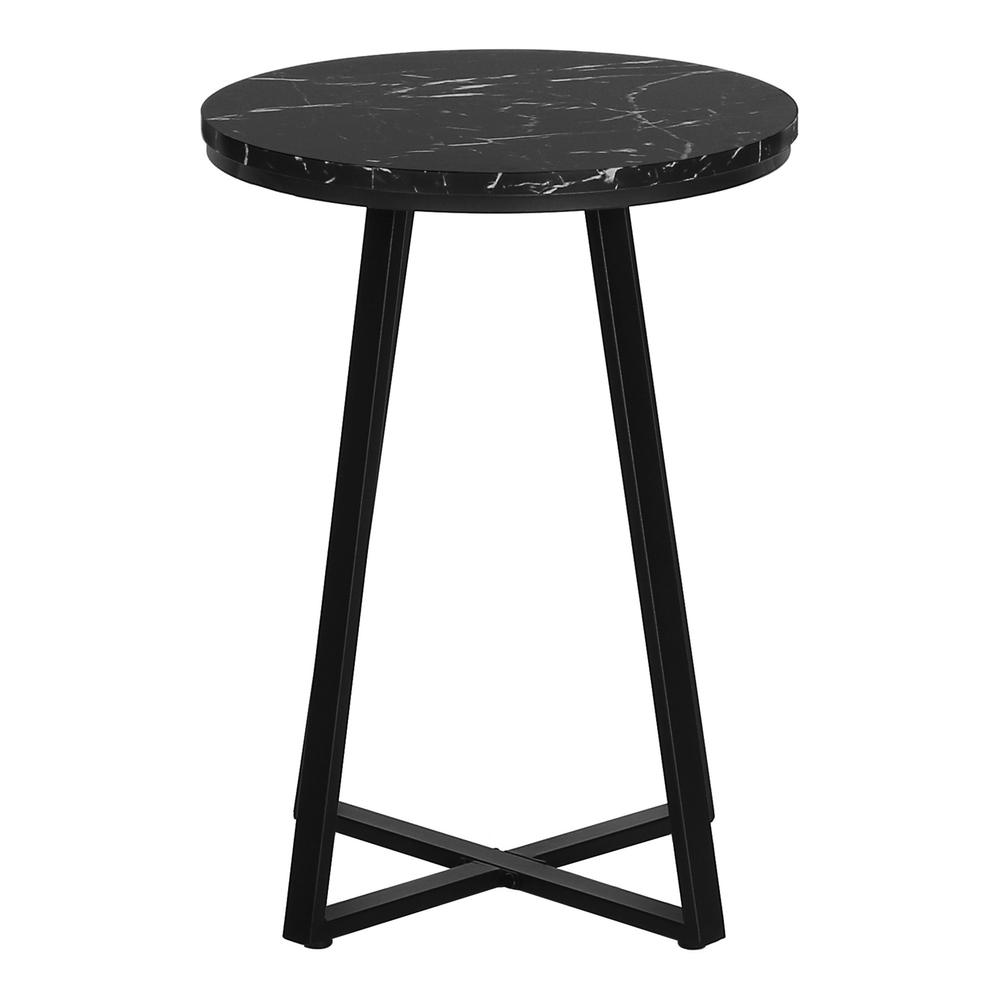 22" Black Faux Marble Round End Table. Picture 3