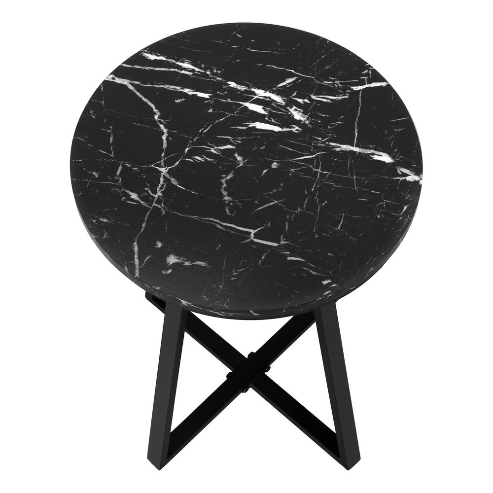 22" Black Faux Marble Round End Table. Picture 5