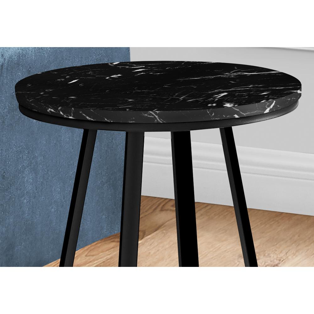 22" Black Faux Marble Round End Table. Picture 7