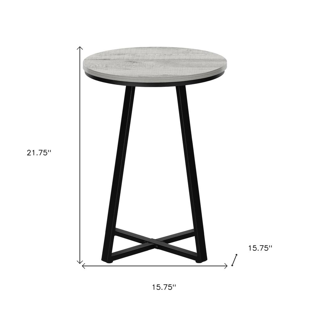 22" Black And Grey Round End Table. Picture 4