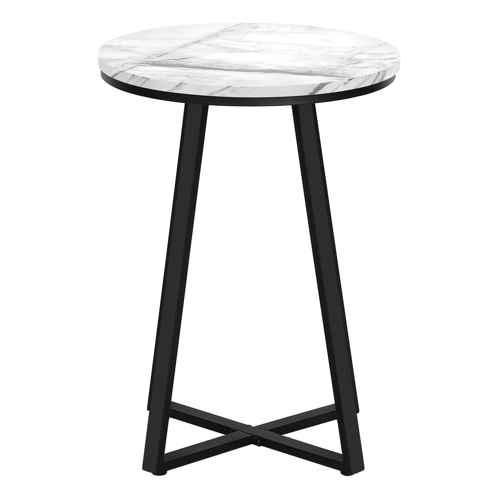 22" Black And White Faux Marble Round End Table. Picture 3