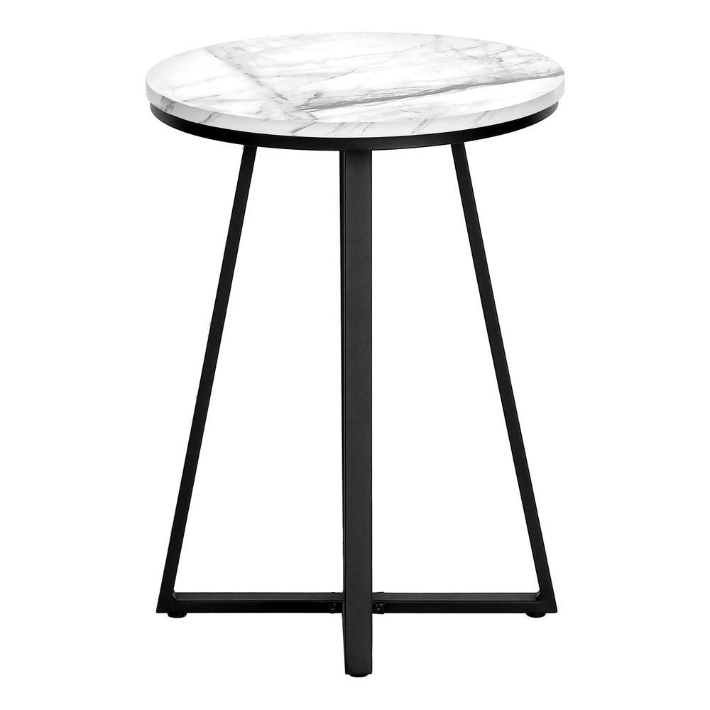 22" Black And White Faux Marble Round End Table. Picture 4