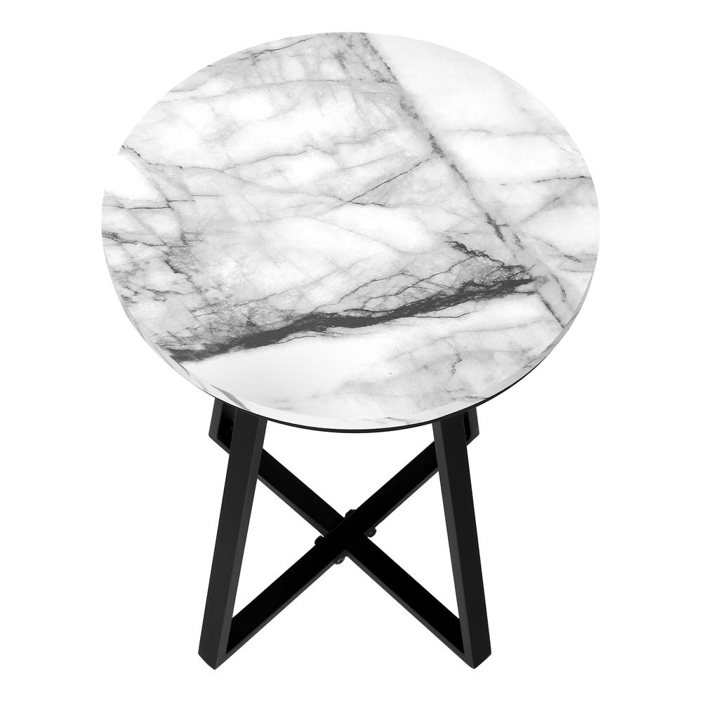 22" Black And White Faux Marble Round End Table. Picture 5