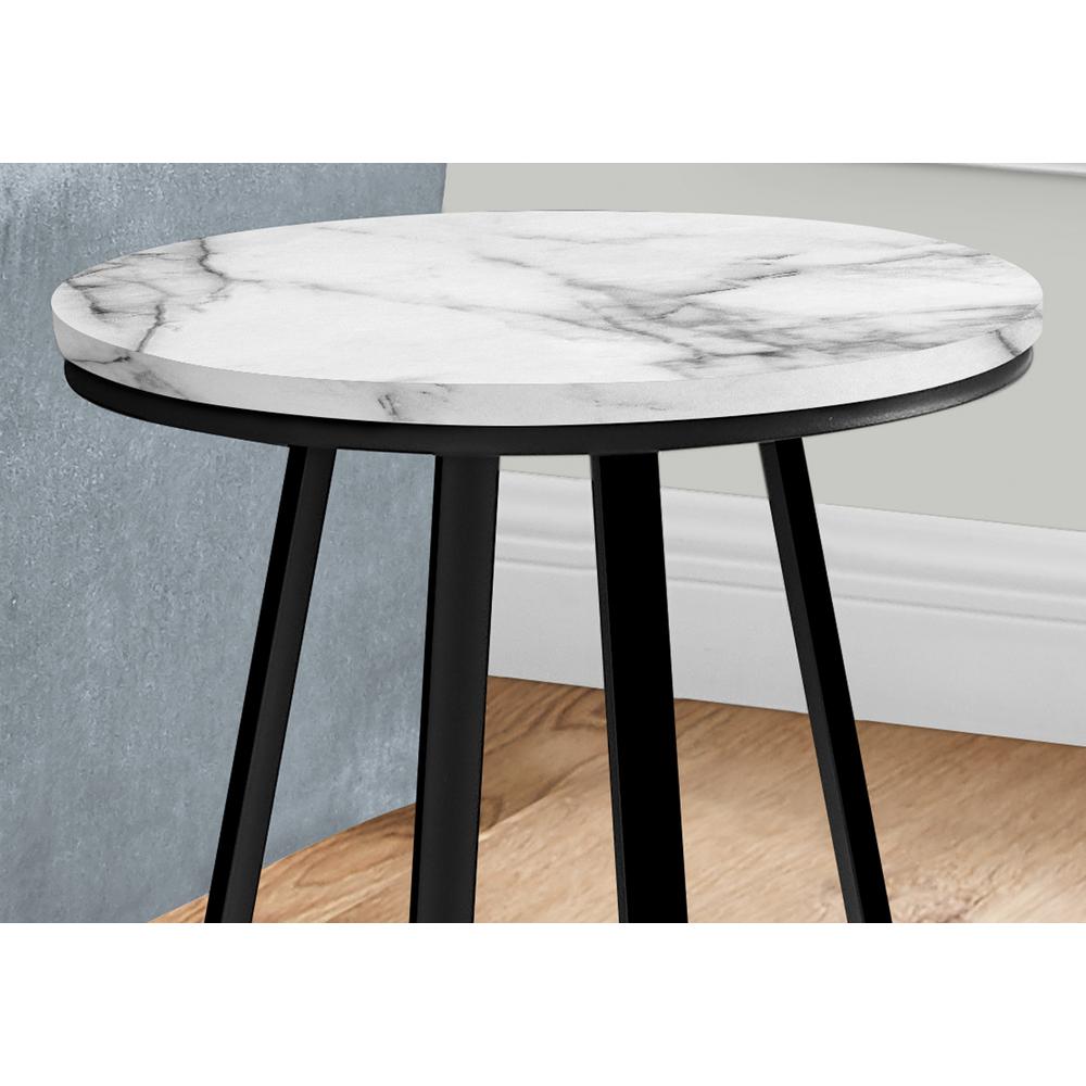 22" Black And White Faux Marble Round End Table. Picture 7