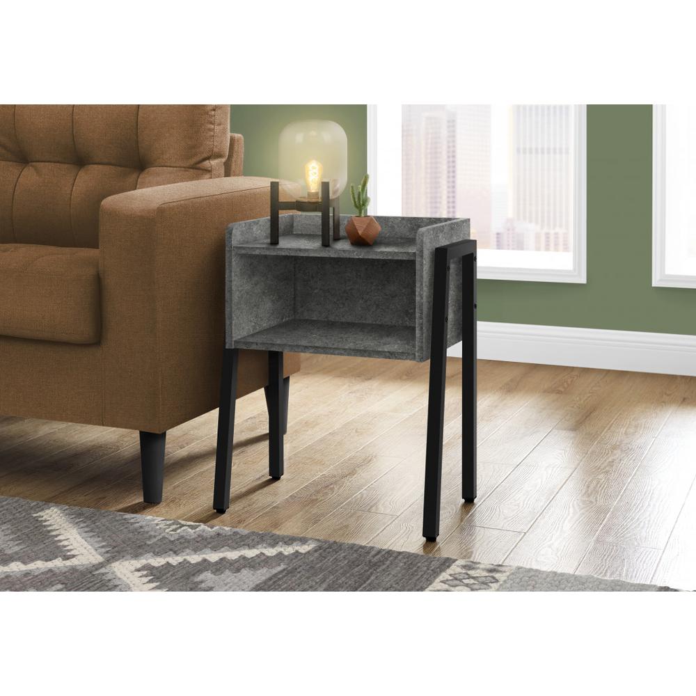 23" Black And Grey Faux Stone End Table With Shelf. Picture 6