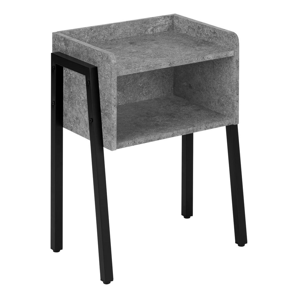 23" Black And Grey Faux Stone End Table With Shelf. Picture 1