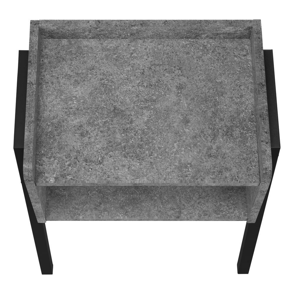 23" Black And Grey Faux Stone End Table With Shelf. Picture 5