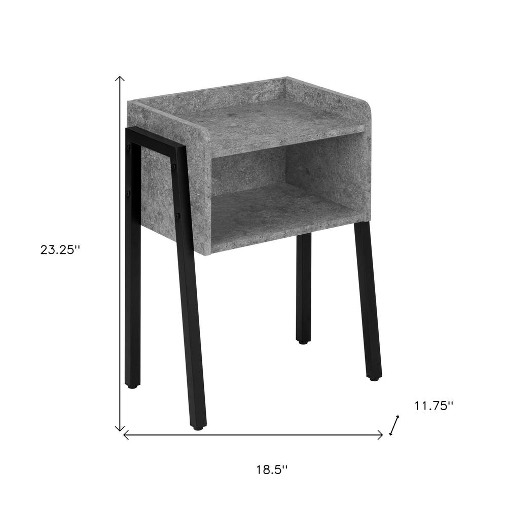 23" Black And Grey Faux Stone End Table With Shelf. Picture 8
