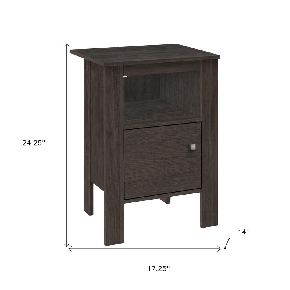 24" Brown Nightstand with Cabinet Storage. Picture 5
