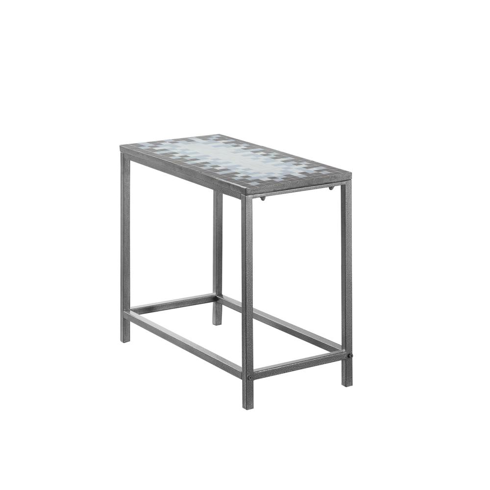 22" Gray And White Tile End Table. Picture 1