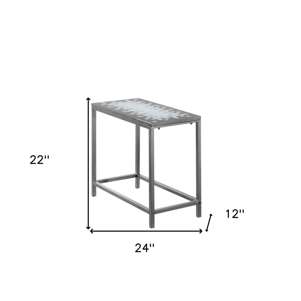 22" Gray And White Tile End Table. Picture 4