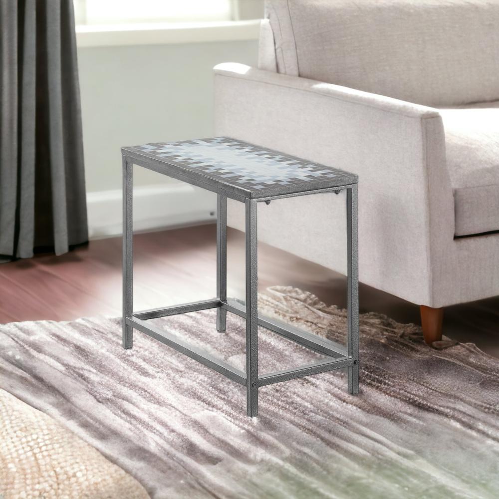 22" Gray And White Tile End Table. Picture 6