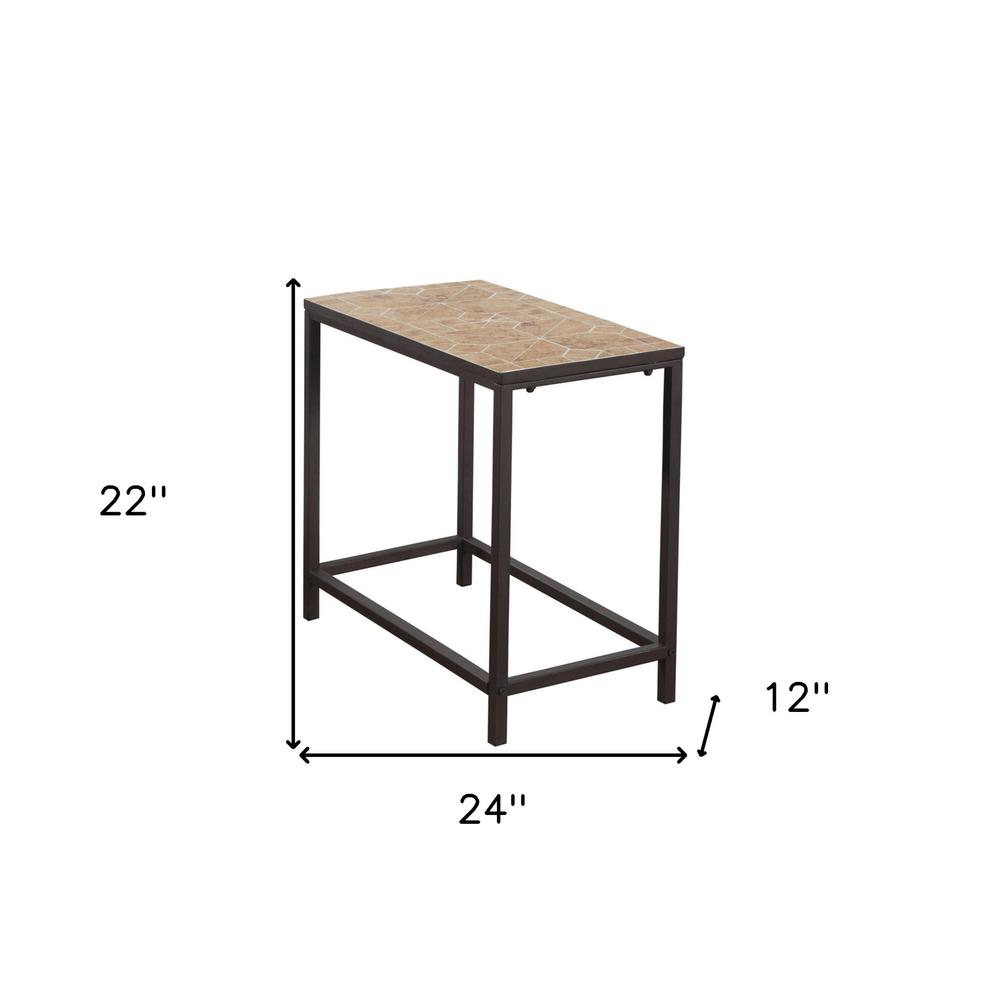 22" Brown Tile End Table. Picture 4