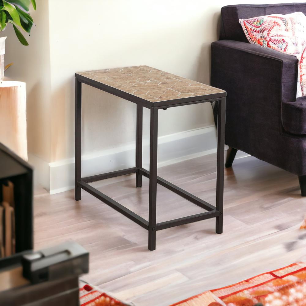 22" Brown Tile End Table. Picture 6