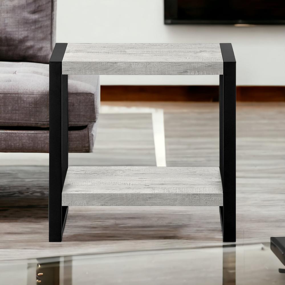 24" Black And Grey End Table With Shelf. Picture 9