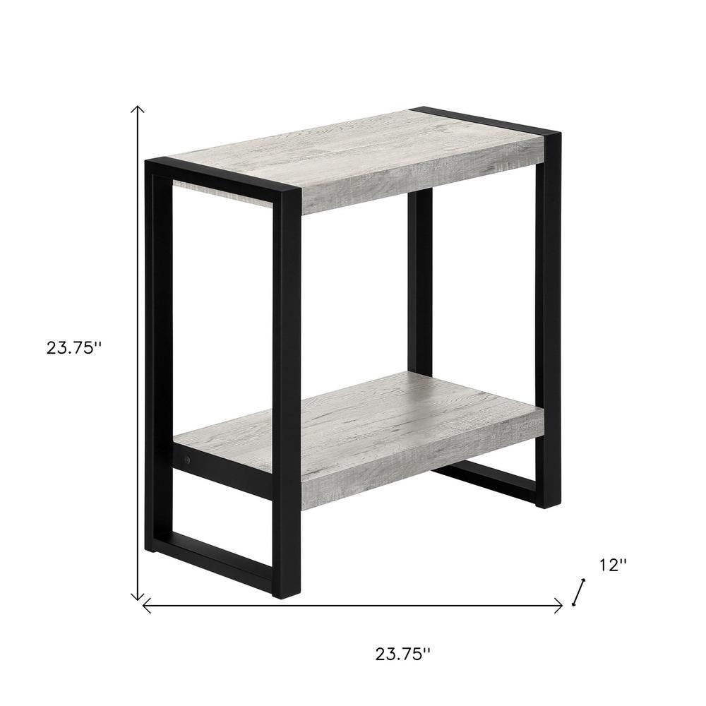 24" Black And Grey End Table With Shelf. Picture 7