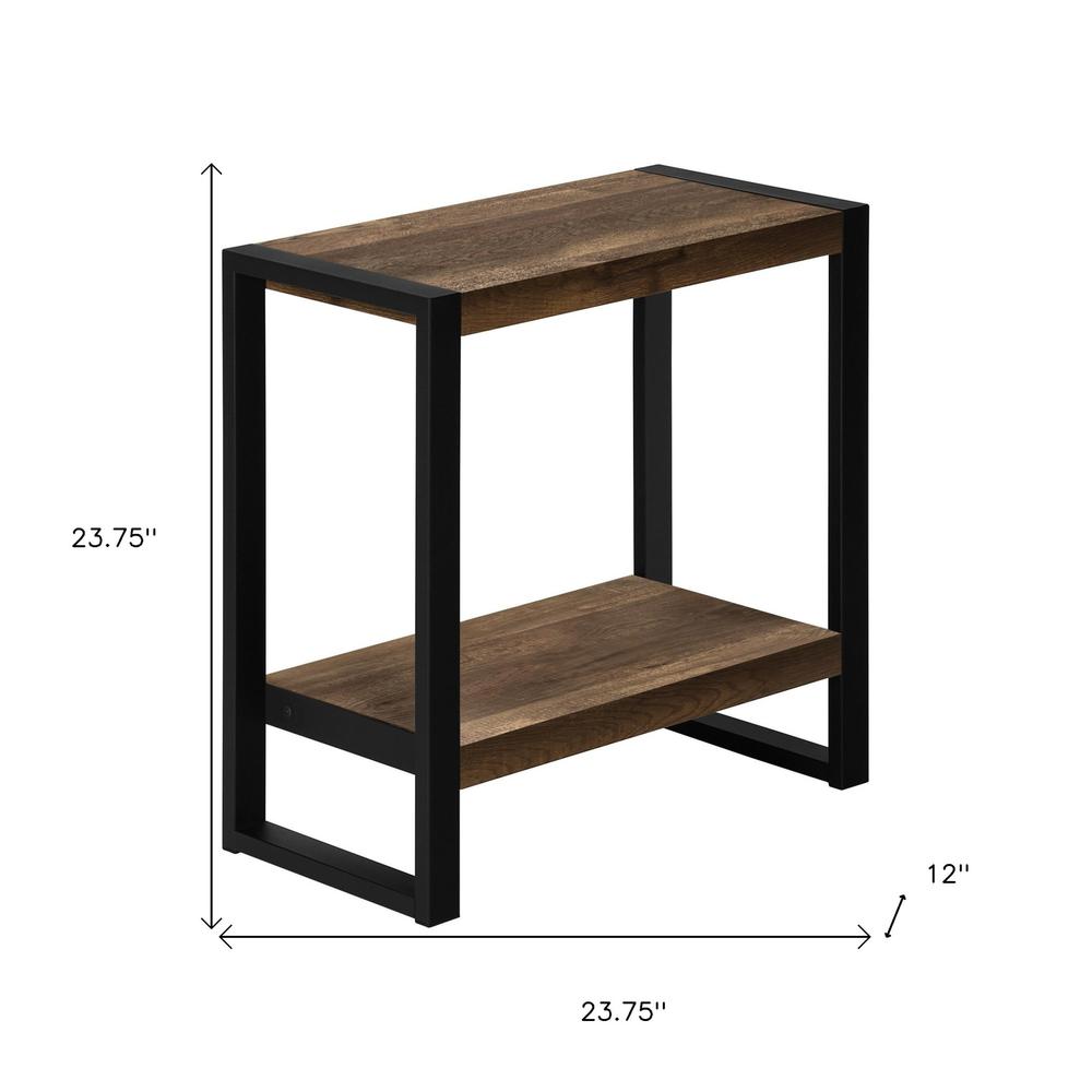 24" Black And Brown End Table With Shelf. Picture 8