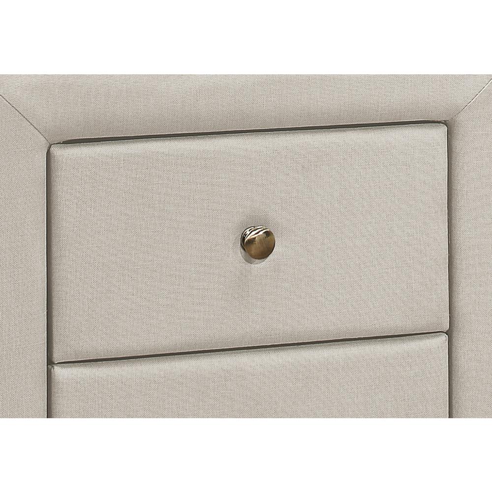 21" Beige Linen Blend Two Drawer Nightstand. Picture 4