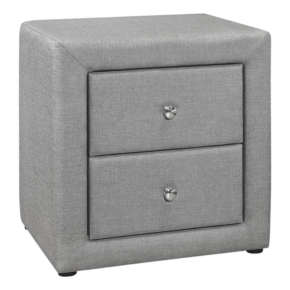 21" Gray Linen Blend Two Drawer Nightstand. Picture 1