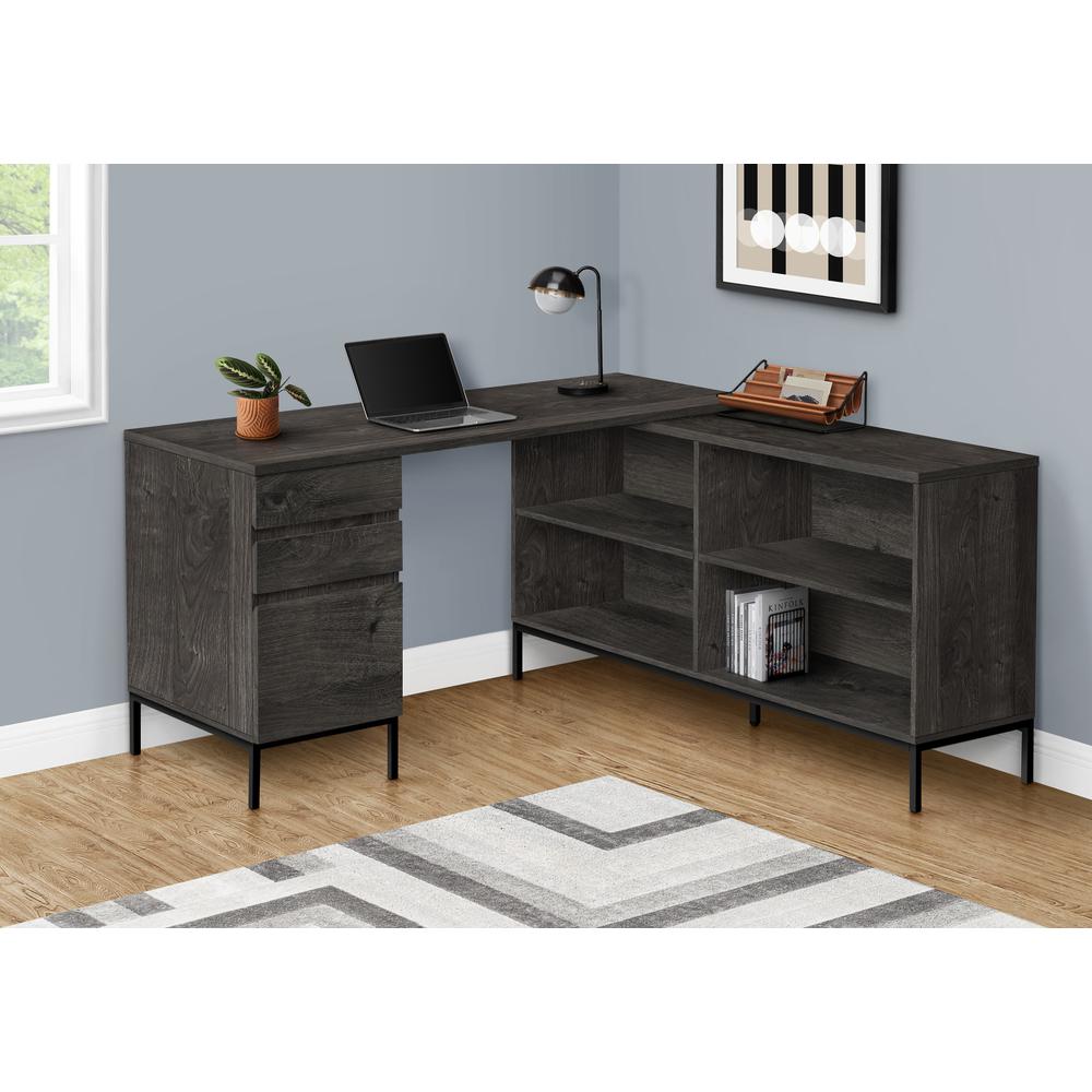 60" Dark Gray And Black Computer Desk. Picture 4