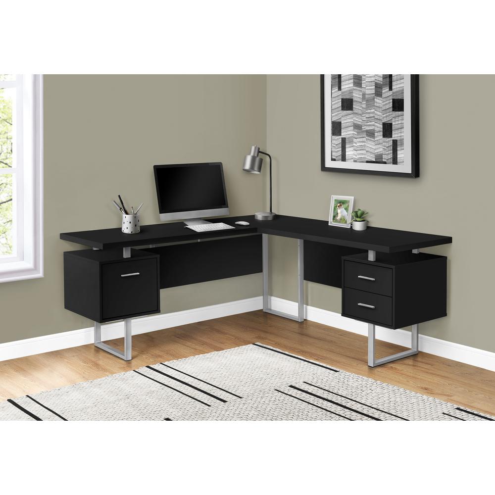 71" Black And Gray L Shape Computer Desk. Picture 3