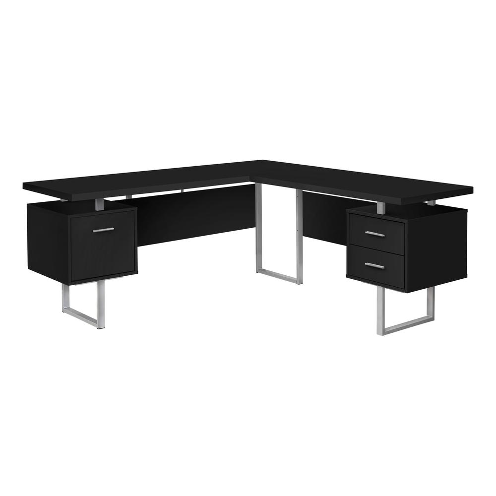 71" Black And Gray L Shape Computer Desk. Picture 1