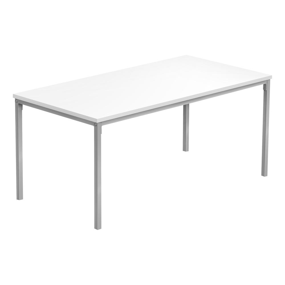 40" White And Silver Rectangular Coffee Table. Picture 1