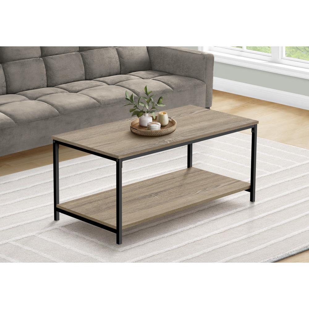40" Dark Taupe And Black Rectangular Coffee Table. Picture 7