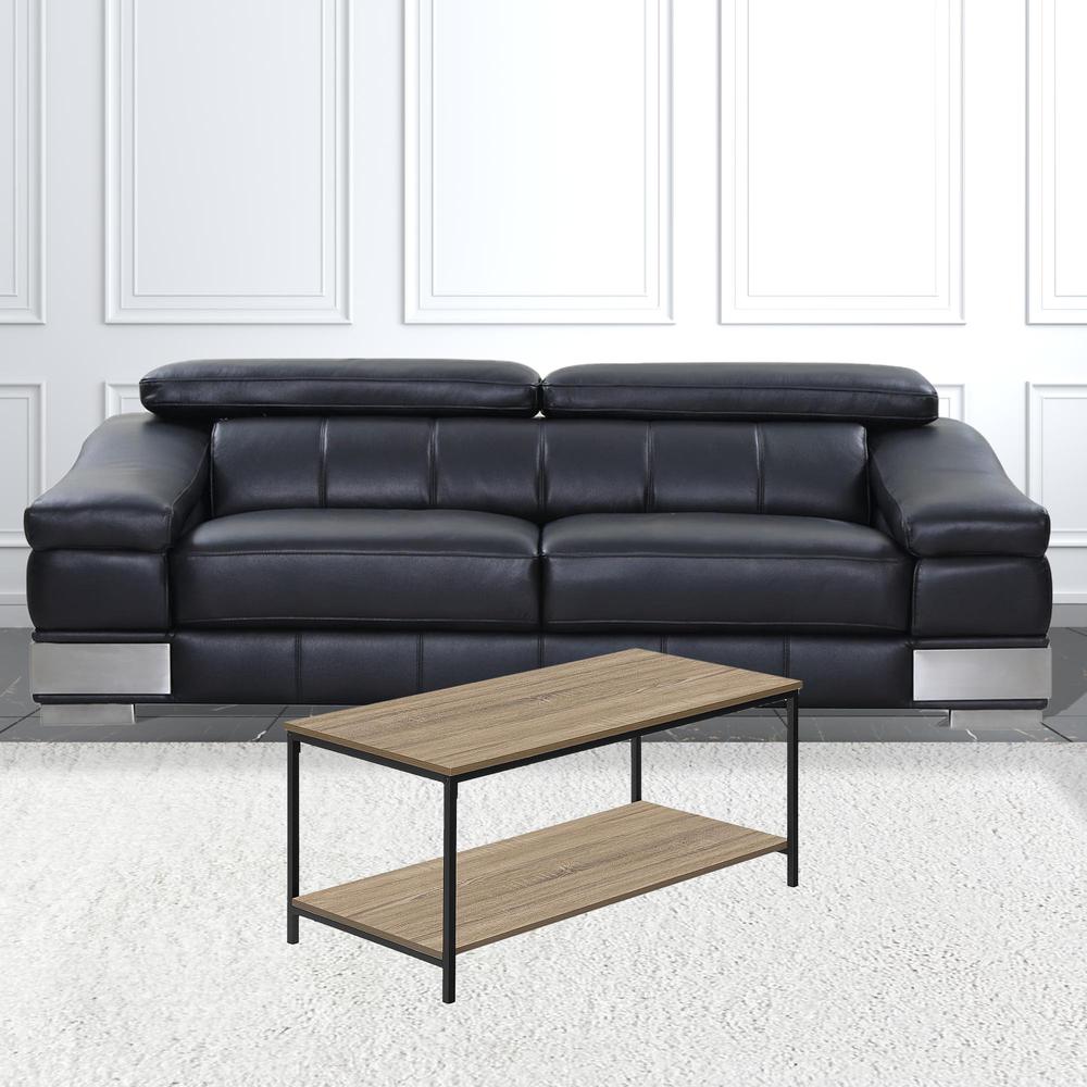 40" Dark Taupe And Black Rectangular Coffee Table. Picture 6
