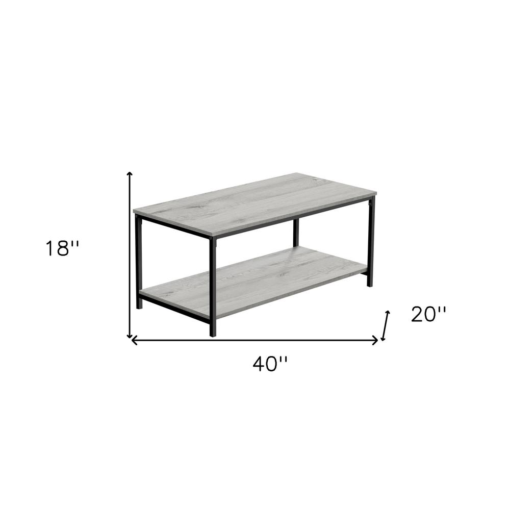 40" Grey And Black Rectangular Coffee Table. Picture 5