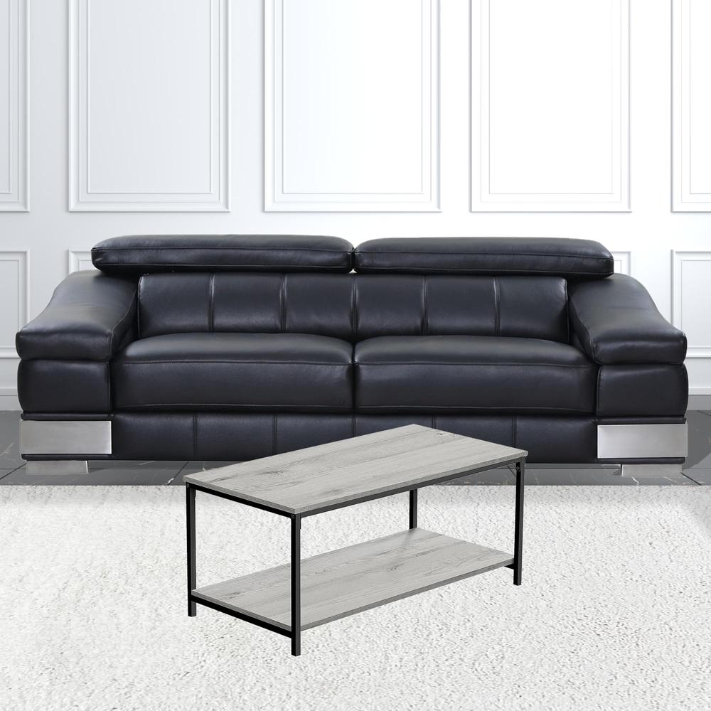 40" Grey And Black Rectangular Coffee Table. Picture 2