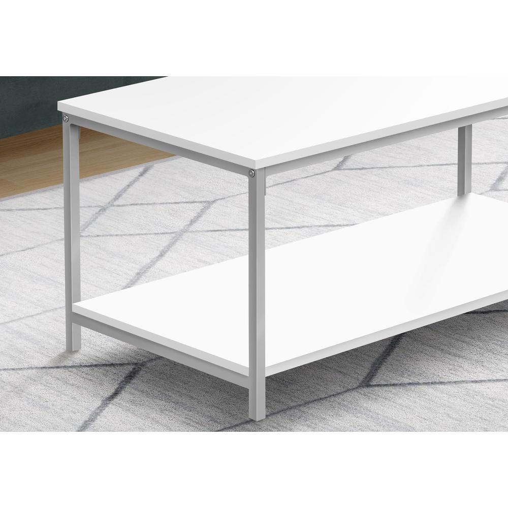 40" White And Silver Rectangular Coffee Table. Picture 4