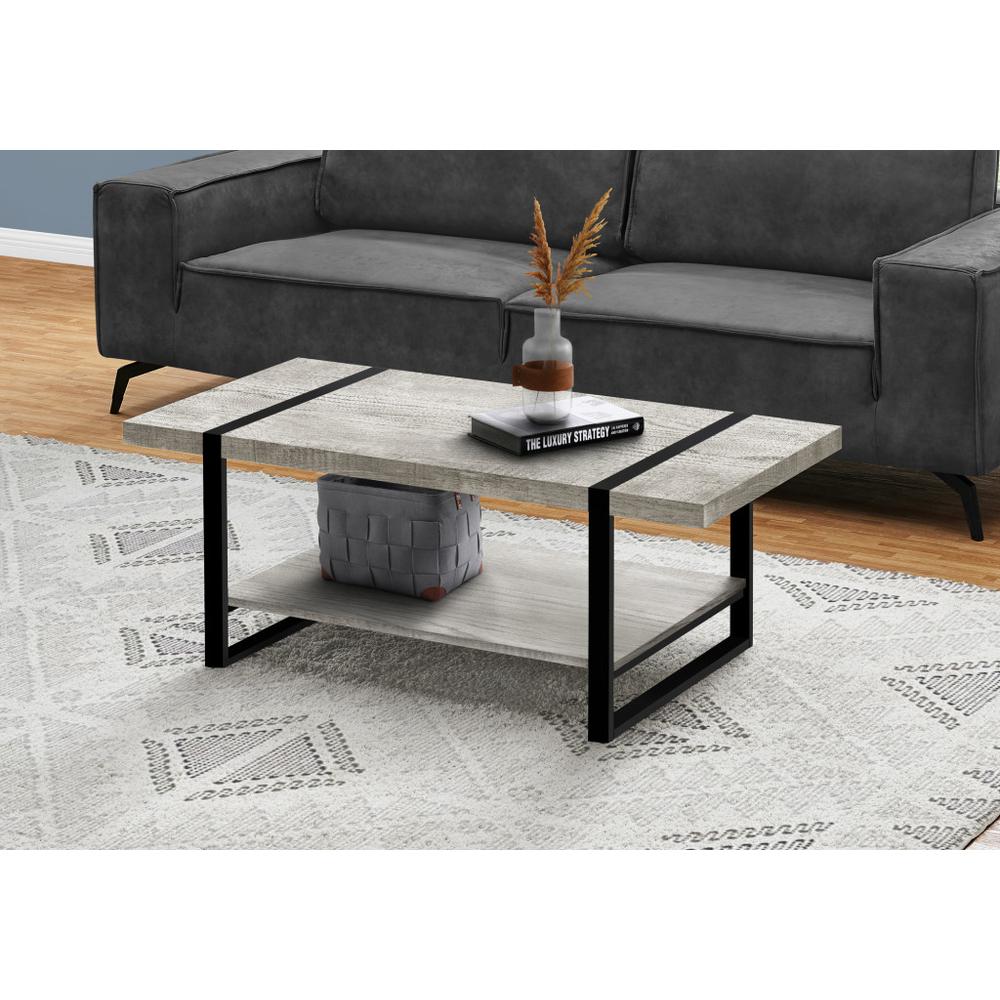 47" Grey And Black Rectangular Coffee Table With Shelf. Picture 6