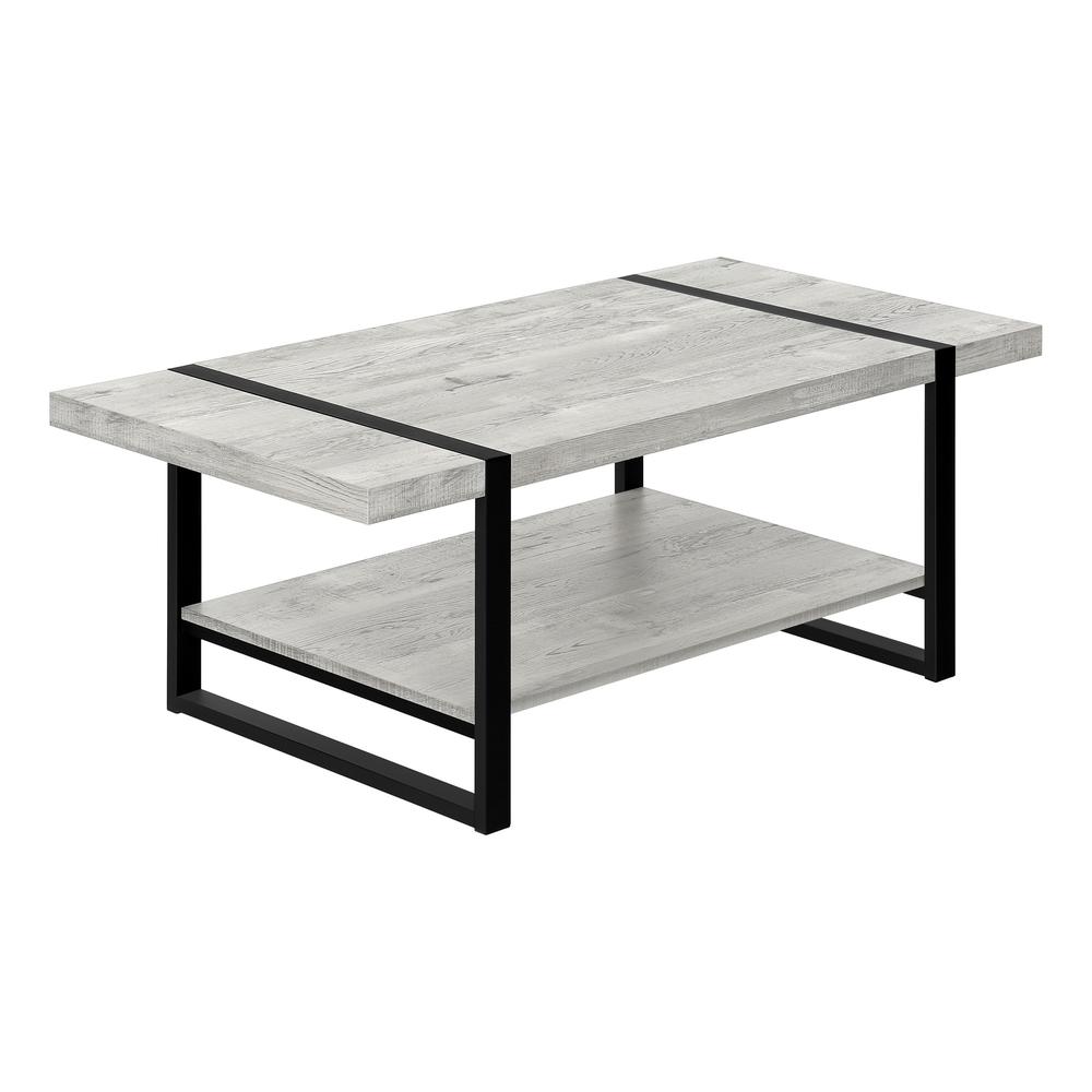 47" Grey And Black Rectangular Coffee Table With Shelf. Picture 1