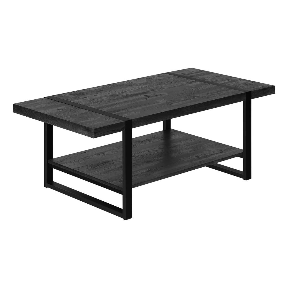47" Black Rectangular Coffee Table With Shelf. Picture 1