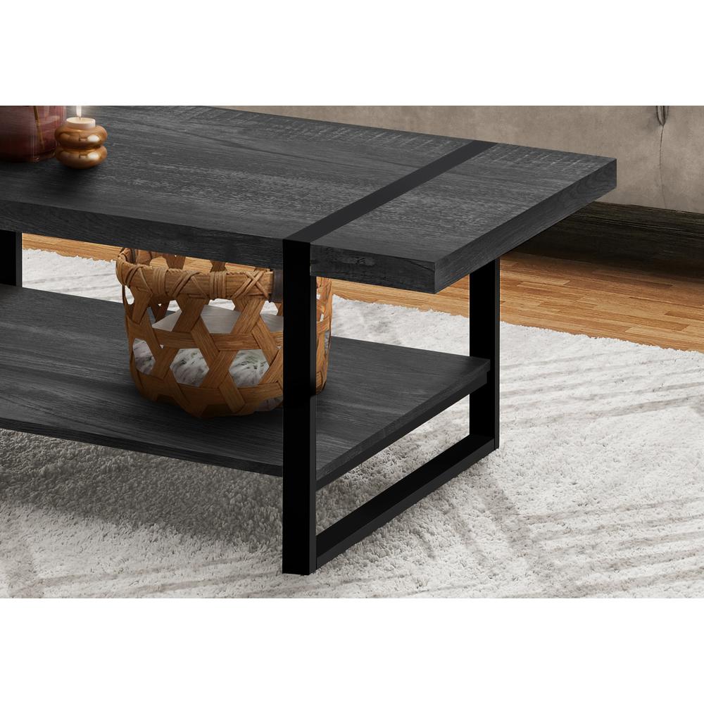 47" Black Rectangular Coffee Table With Shelf. Picture 8