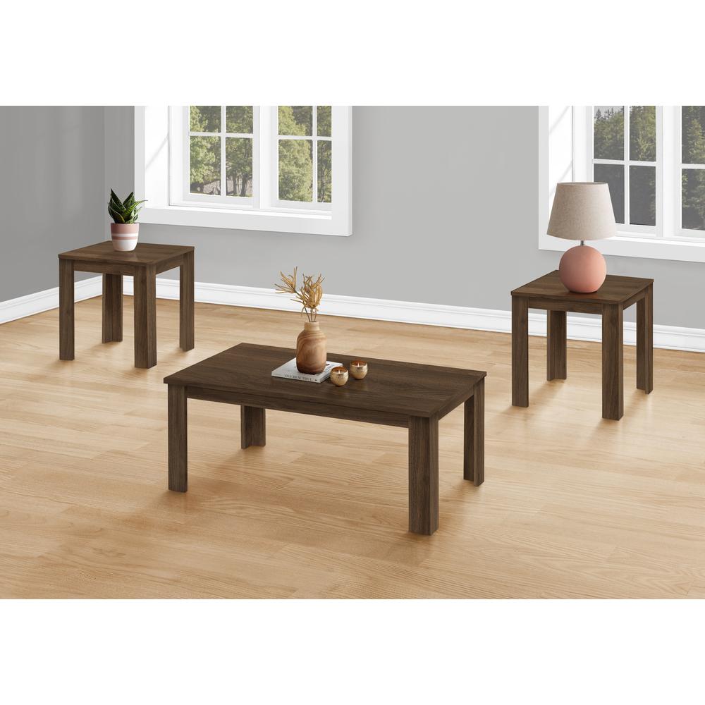 Set Of Three 44" Dark Brown Rectangular Coffee Table. Picture 3