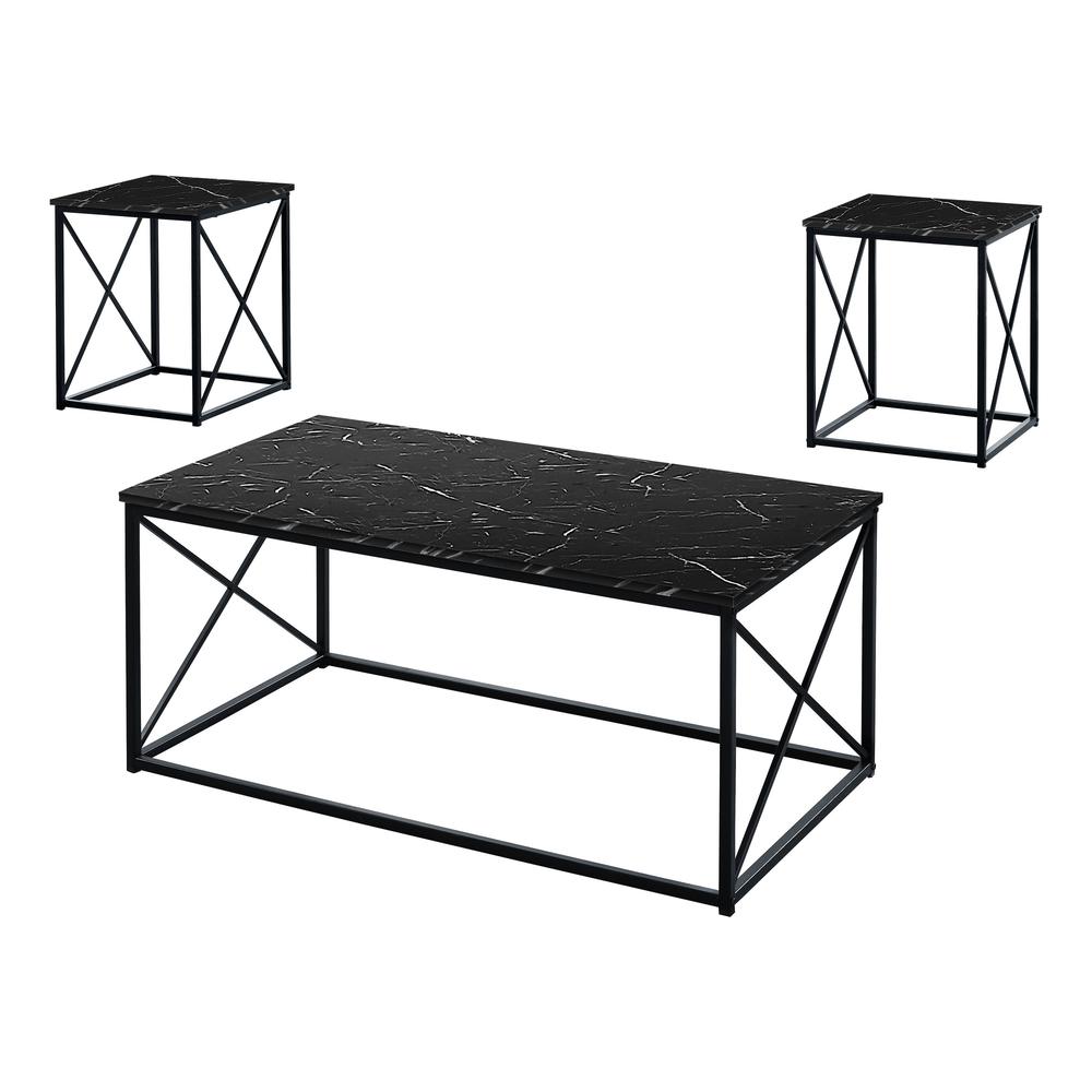 Set Of Three 42" Black Rectangular Coffee Table. Picture 2