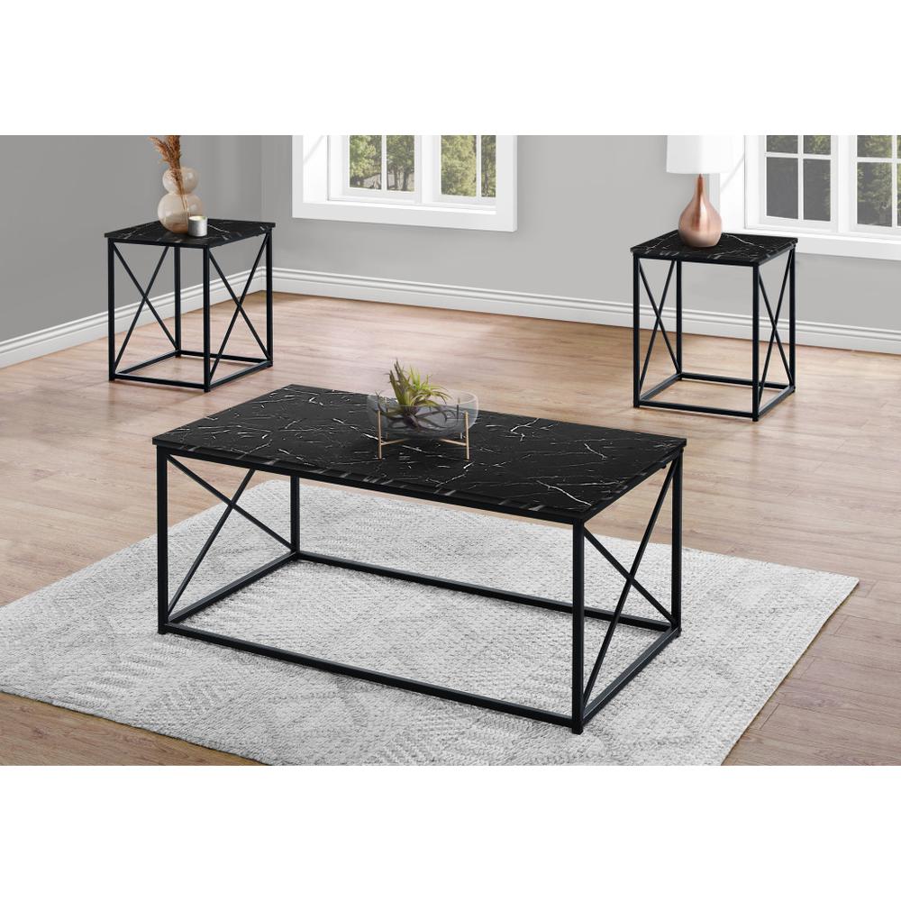Set Of Three 42" Black Rectangular Coffee Table. Picture 3