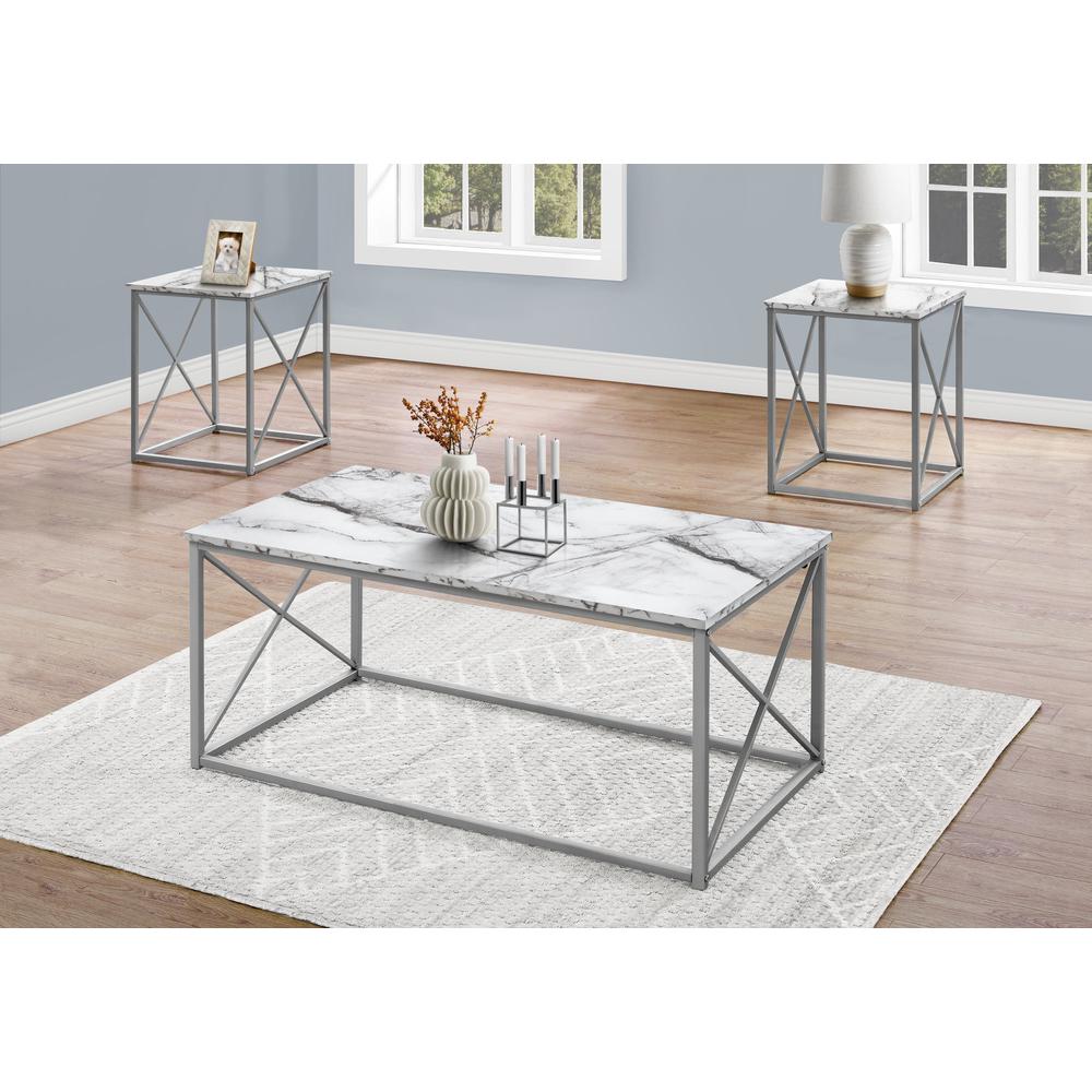 Set Of Three 42" White Rectangular Coffee Table. Picture 4