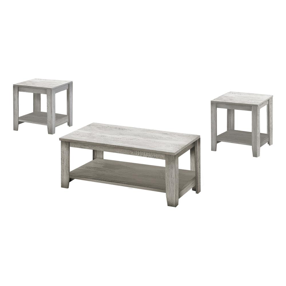 Set Of Three 42" Gray Rectangular Coffee Table With Three Shelves. Picture 3