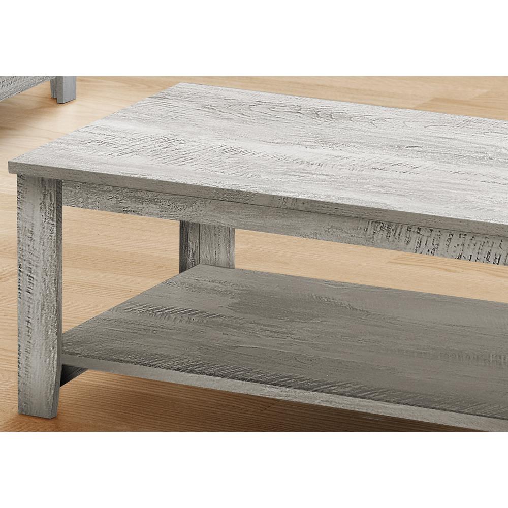 Set Of Three 42" Gray Rectangular Coffee Table With Three Shelves. Picture 4