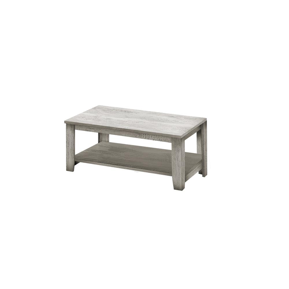 Set Of Three 42" Gray Rectangular Coffee Table With Three Shelves. Picture 1