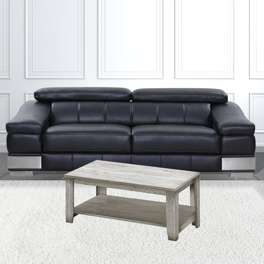 Set Of Three 42" Gray Rectangular Coffee Table With Three Shelves. Picture 2