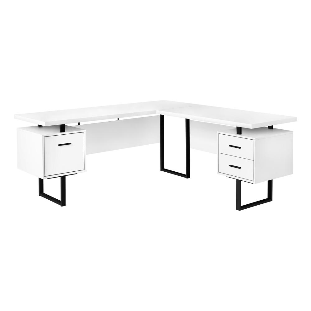 71" White And Black L Shape Computer Desk. Picture 1
