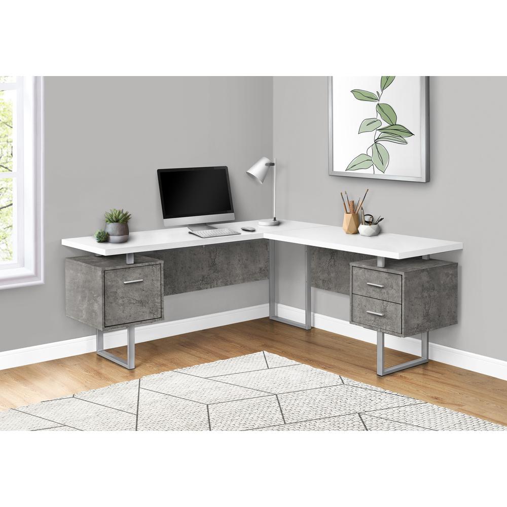 71" White And Gray L Shape Computer Desk. Picture 4