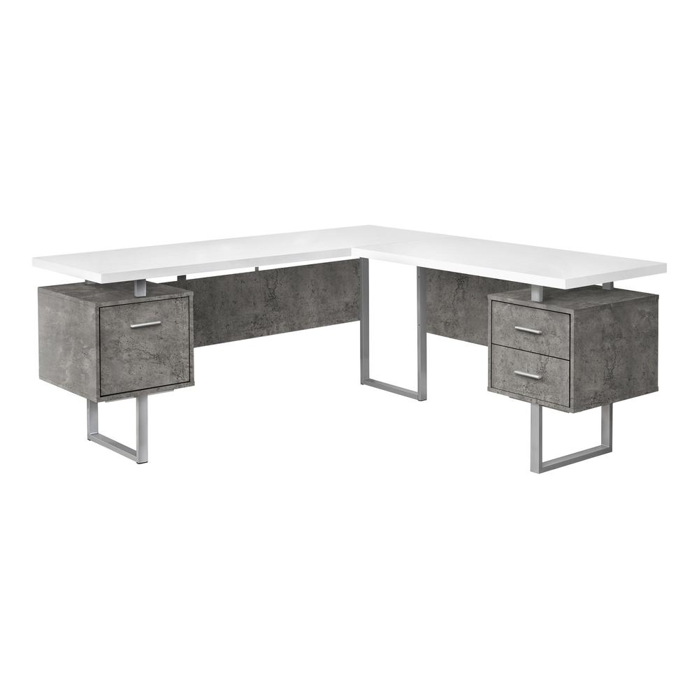 71" White And Gray L Shape Computer Desk. Picture 1