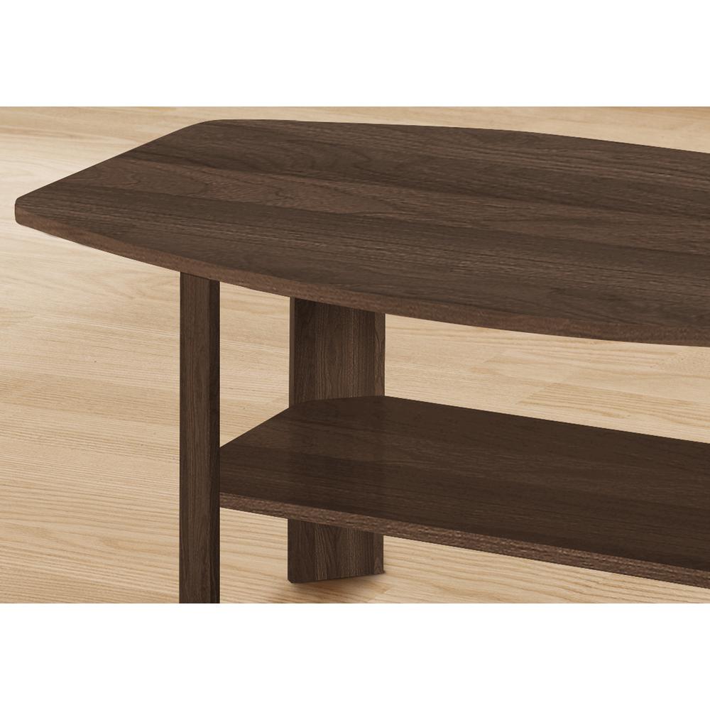 Set Of Three 36" Dark Walnut Rectangular Coffee Table With Three Shelves. Picture 3